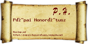 Pápai Honorátusz névjegykártya